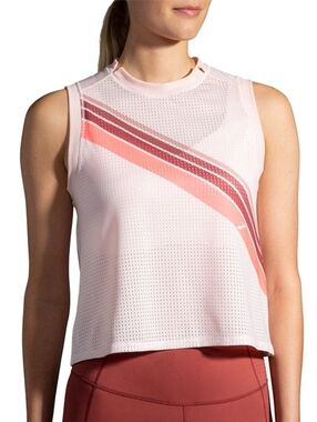 Brooks Go Further Perforated Running Tank Light Pink Women Small